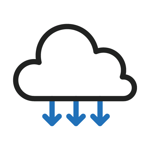 Icon of a cloud with downward arrows